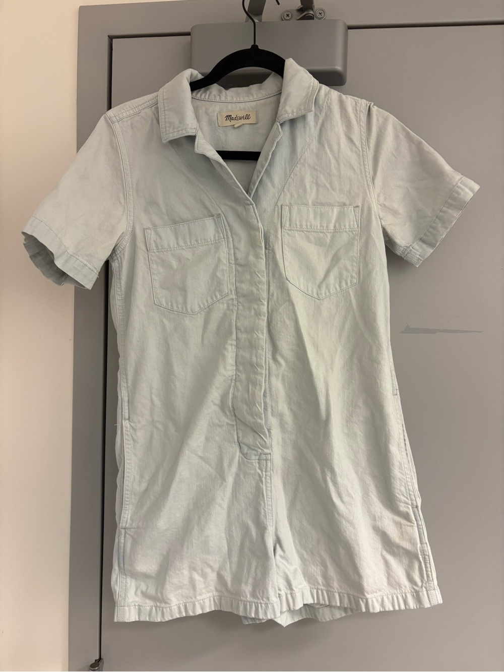 Madewell Light Blue Short-Sleeve Romper